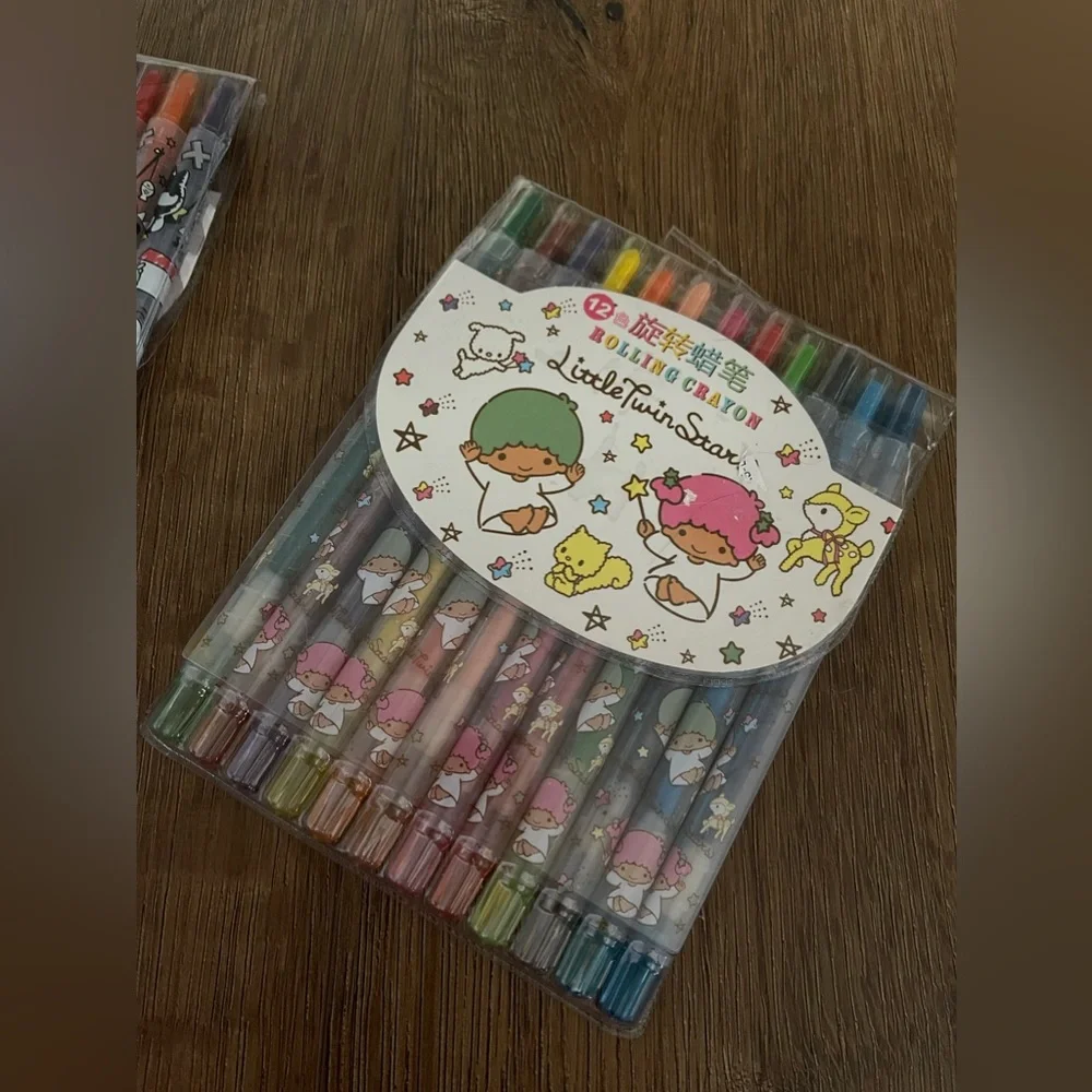 SANRIO-NWT Long Crayon Pens-choose Badtz-Maru or Little Twin Stars